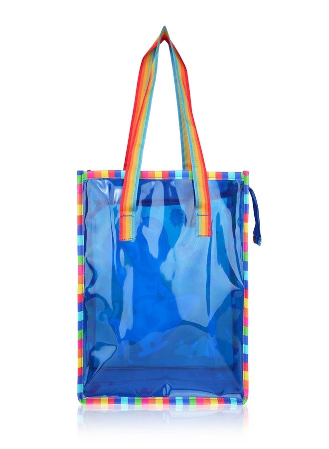 Echo Boomers Jelly Blue Transparent Tote Bag for Girls & Women | UV Printed Space Flight Design | Waterproof PVC Handbag | Lightweight Shopping, Outdoor, Beach & Swimming Carry Bag - Image 2